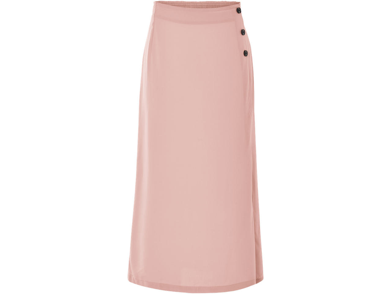 Duga ružičasta suknja s gumbima.