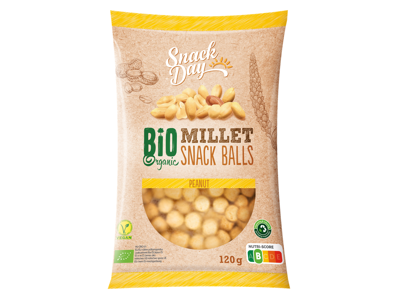 Snack Day: Bio Millet földimogyorós snack golyók, bio és vegán.