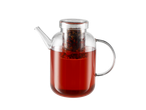 Ceainic de sticlă Silvercrest cu infuzor și ceai roșu.