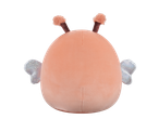 Back view of a peach-colored plush toy with glittery wings and antennae.