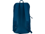 Mochila azul-marinho vista por trás.