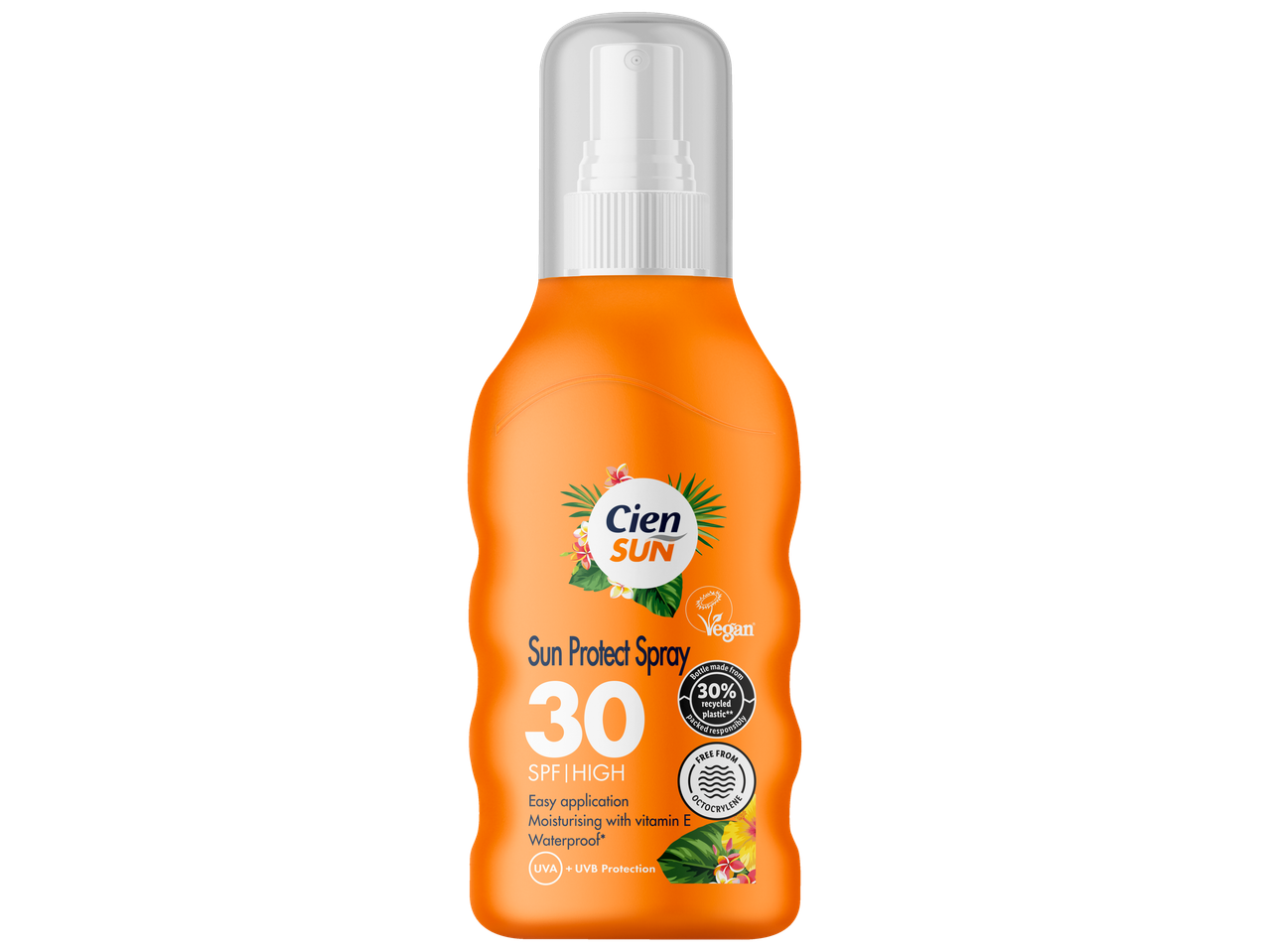 Cien Sun SPF 30 zonnebrandspray, vegan, hoge bescherming.