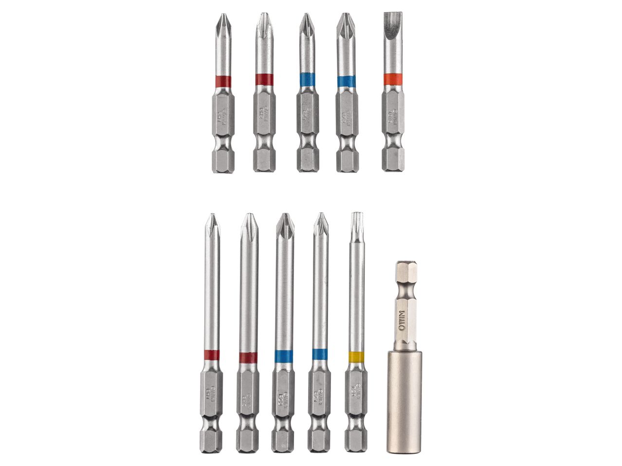 Un set di punte per cacciavite e un portapunte magnetico con marchio Wiha.
