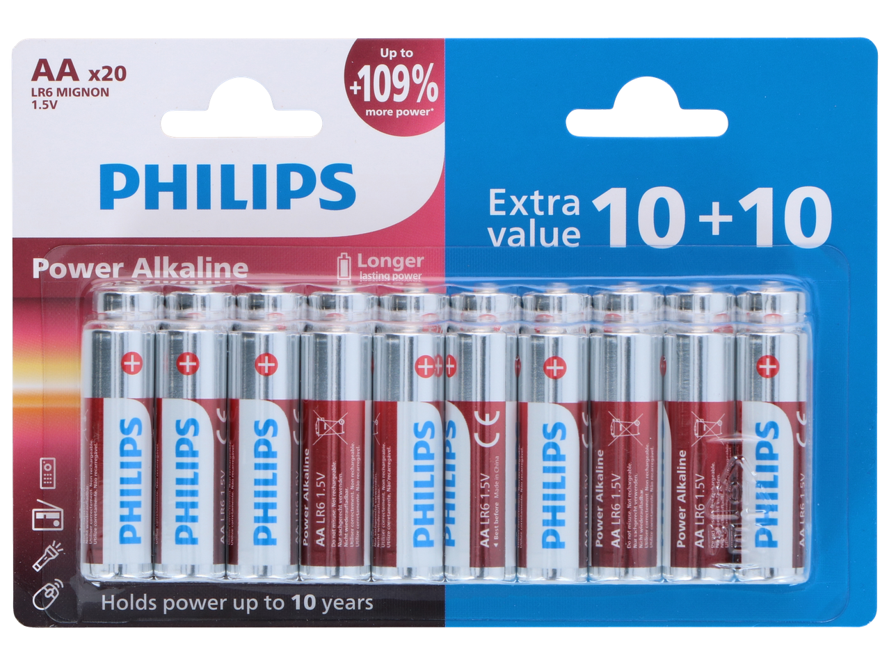 Philips Power Alkaline AA elemek, 20 db.