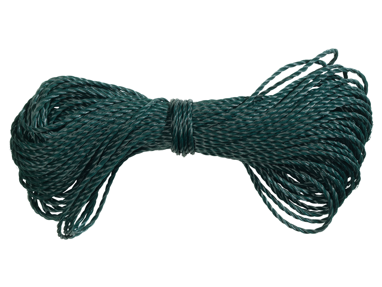 Un mănunchi de sfoară verde închis pe un fundal negru.