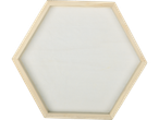 Ramă hexagonală din lemn cu insert alb.