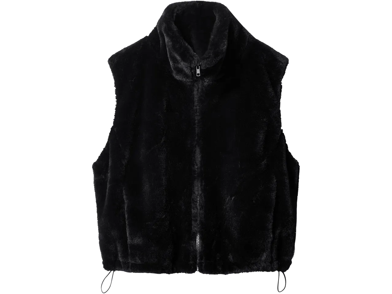 Esmara moteriška juoda dirbtinio kailio liemenė su užtrauktuku