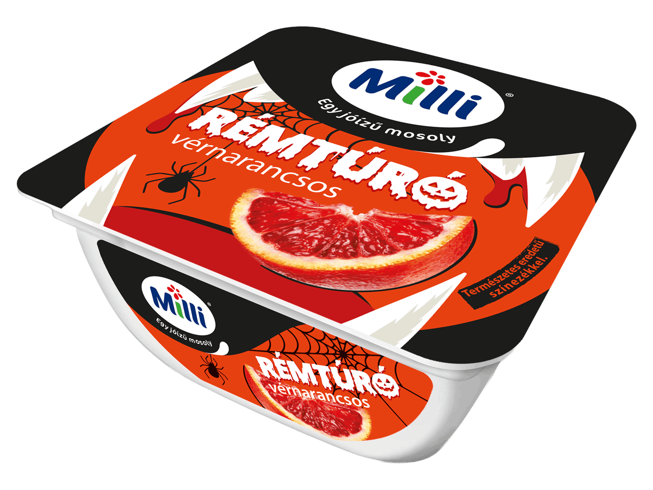 Vérnarancsos krémtúró halloweeni csomagolásban.