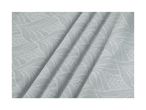 Light grey fabric with a subtle fern leaf pattern and soft folds.