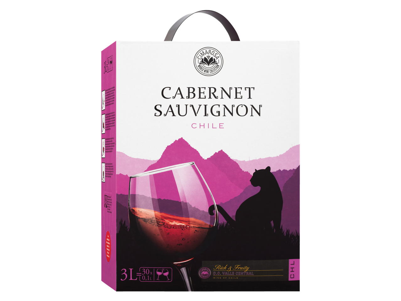 Vin Cimaroza Cabernet Sauvignon du Chili, boîte de 3 litres.