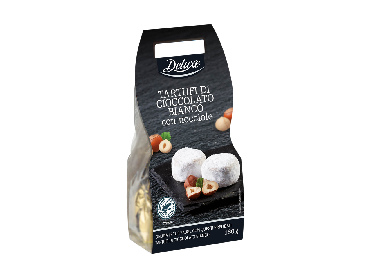 Tartufi di cioccolato bianco con nocciole