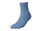 A single light blue sock, shown from the side, with a ribbed texture.
