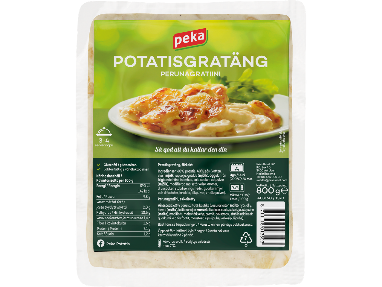En förpackning med Peka potatisgratäng.