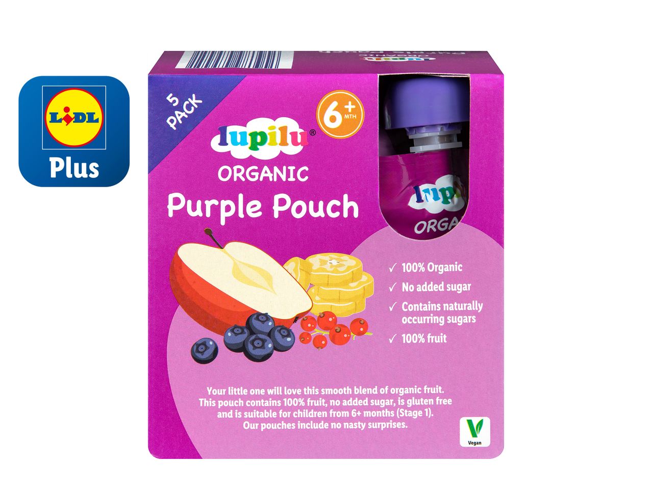 Go to full screen view: Lupilu Organic Baby Purple Pouches - Image 1