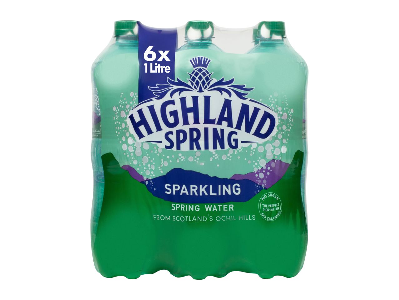 Highland Spring: 6 x 1 litre bottles sparkling spring water.
