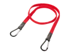 A red bungee cord with carabiners.