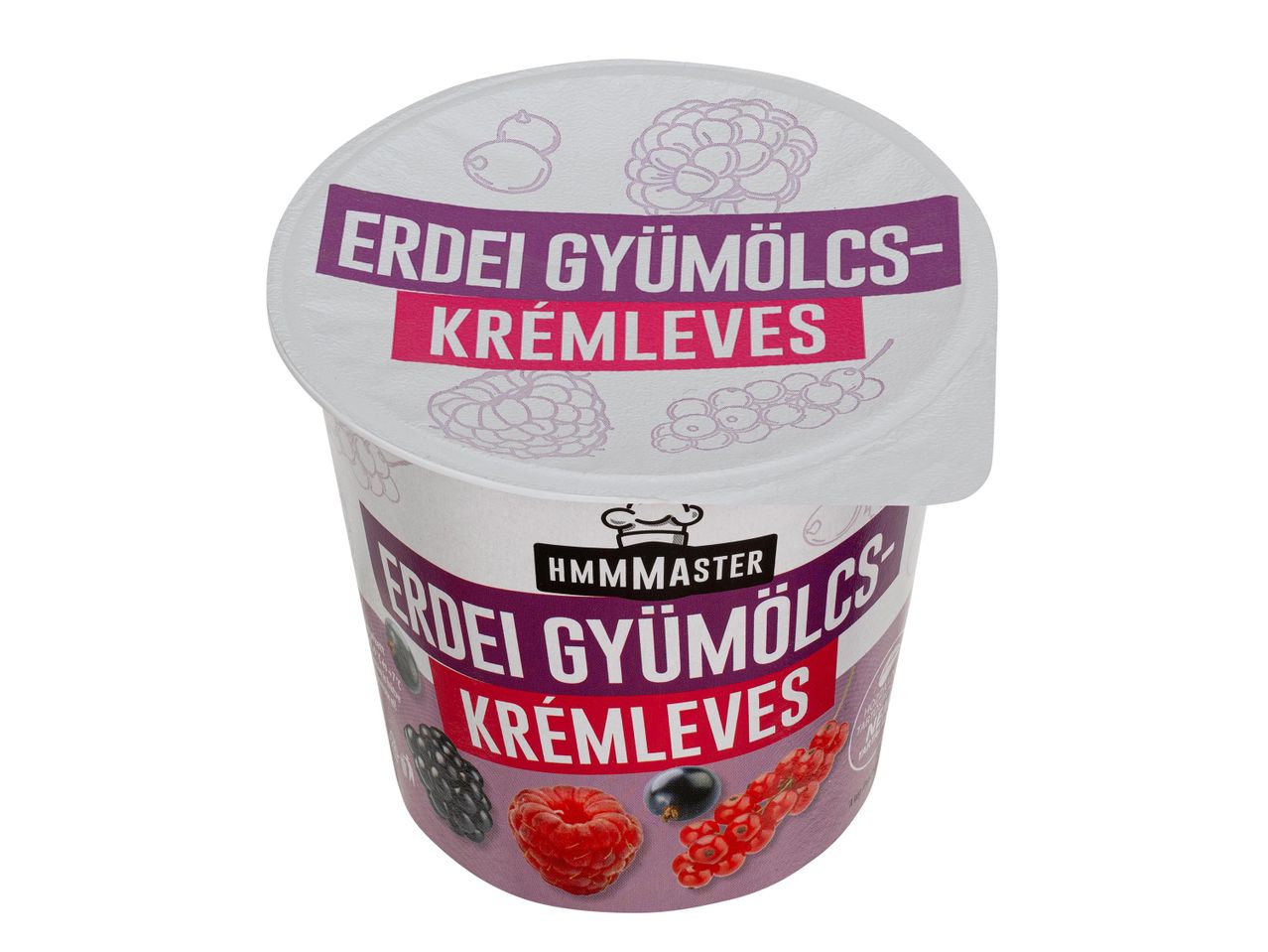 Erdő gyümölcsös krémleves pohár.