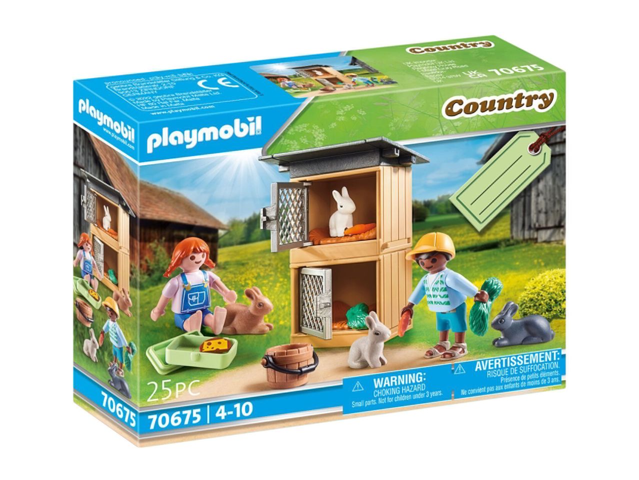 Playmobil Country rabbit hutch playset with figures and accessories.