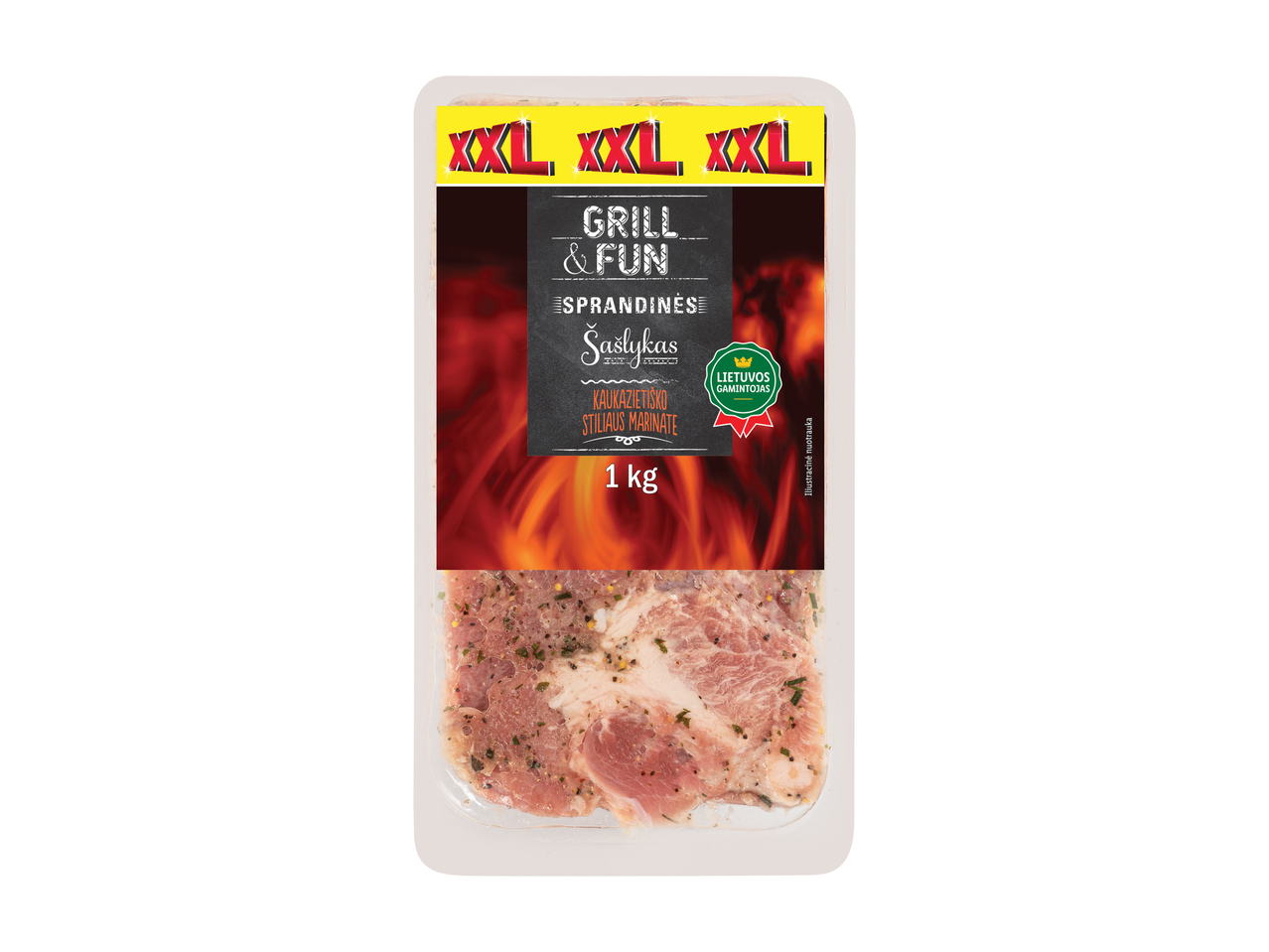 Marinuota mėsa kepsniams, 1kg, Grill & Fun.