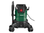 Parkside® 2000W Flexible Pressure Washer, green and black, with hose and wheels.