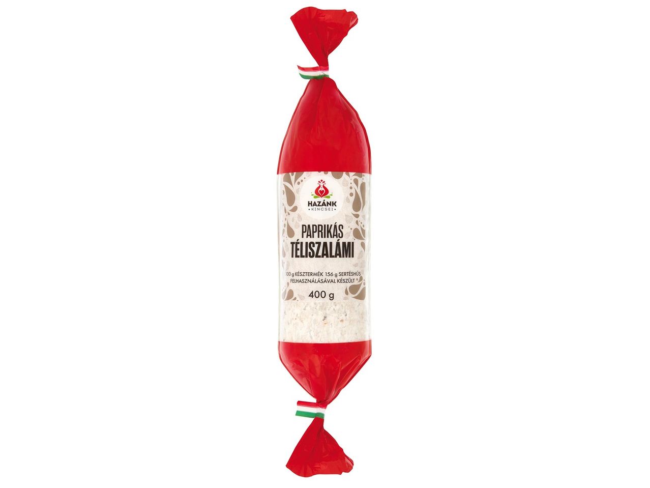 Hazank paprikás tepertős szalámi, 400g.