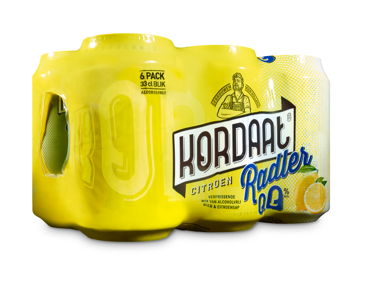 Zespack alcoholvrije Kordaat Radler Citroen blikjes.