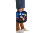 Bebeconfort Booster Seat with Mickey Mouse design, held by a person in brown pants.