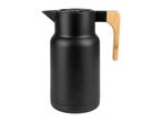 Black thermal carafe with bamboo handle.
