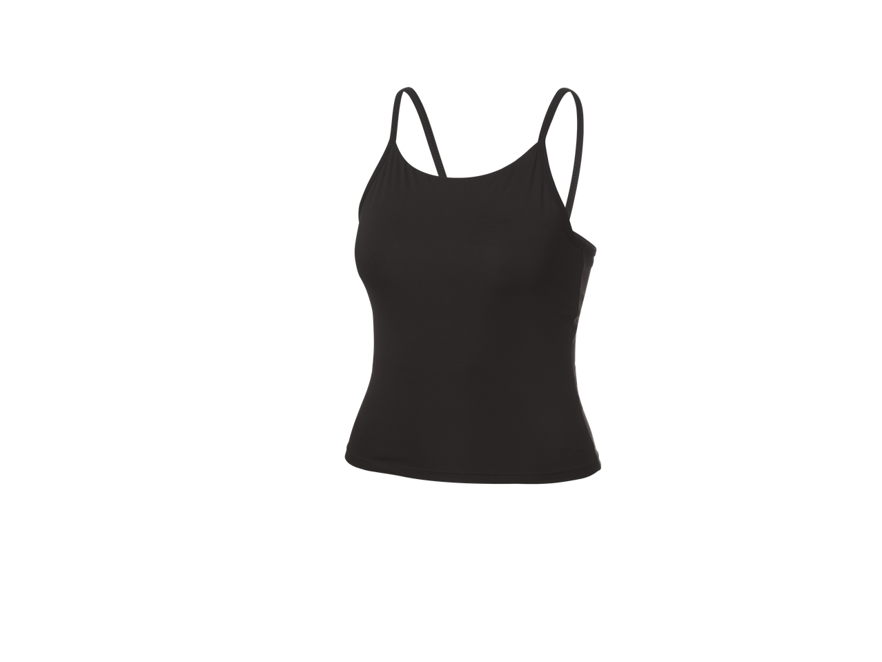 Black women's sports tank top with thin straps