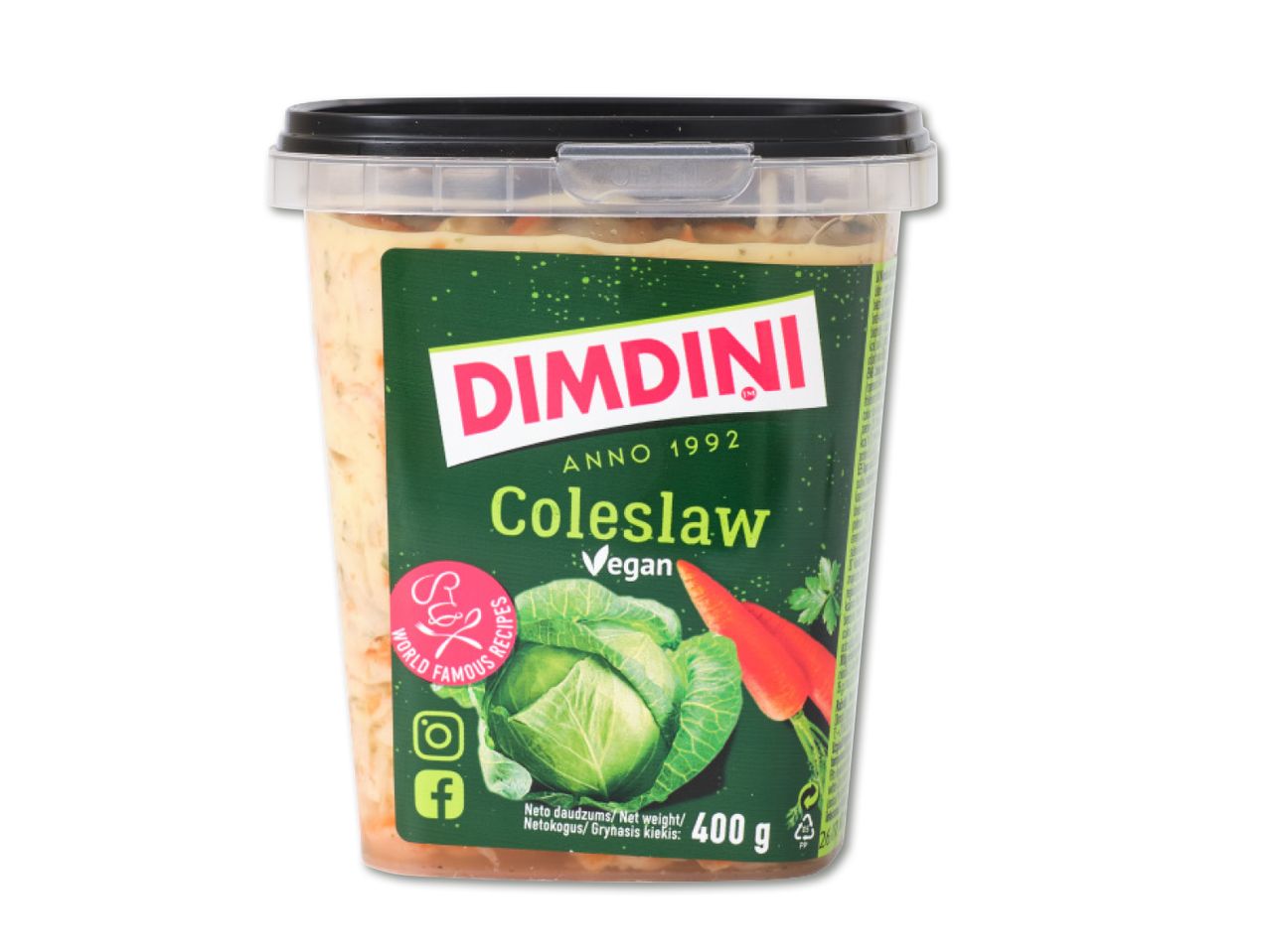 Dimdini firmas 400g gatavā kolasalātu burka.