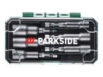 Parkside bit and socket set in a clear plastic case.
