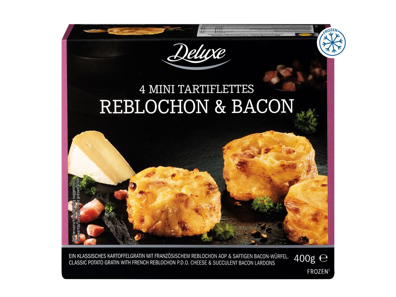 Frozen mini tartiflettes with Reblochon cheese and bacon, 400g.