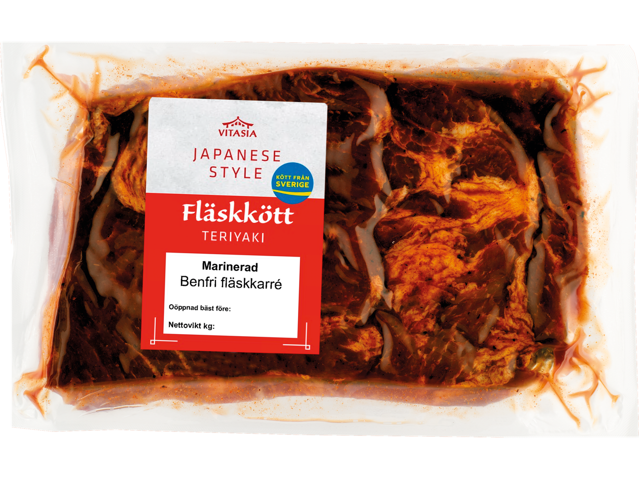 Vitasia marinerad benfri fläskkarré i japansk teriyakistil.
