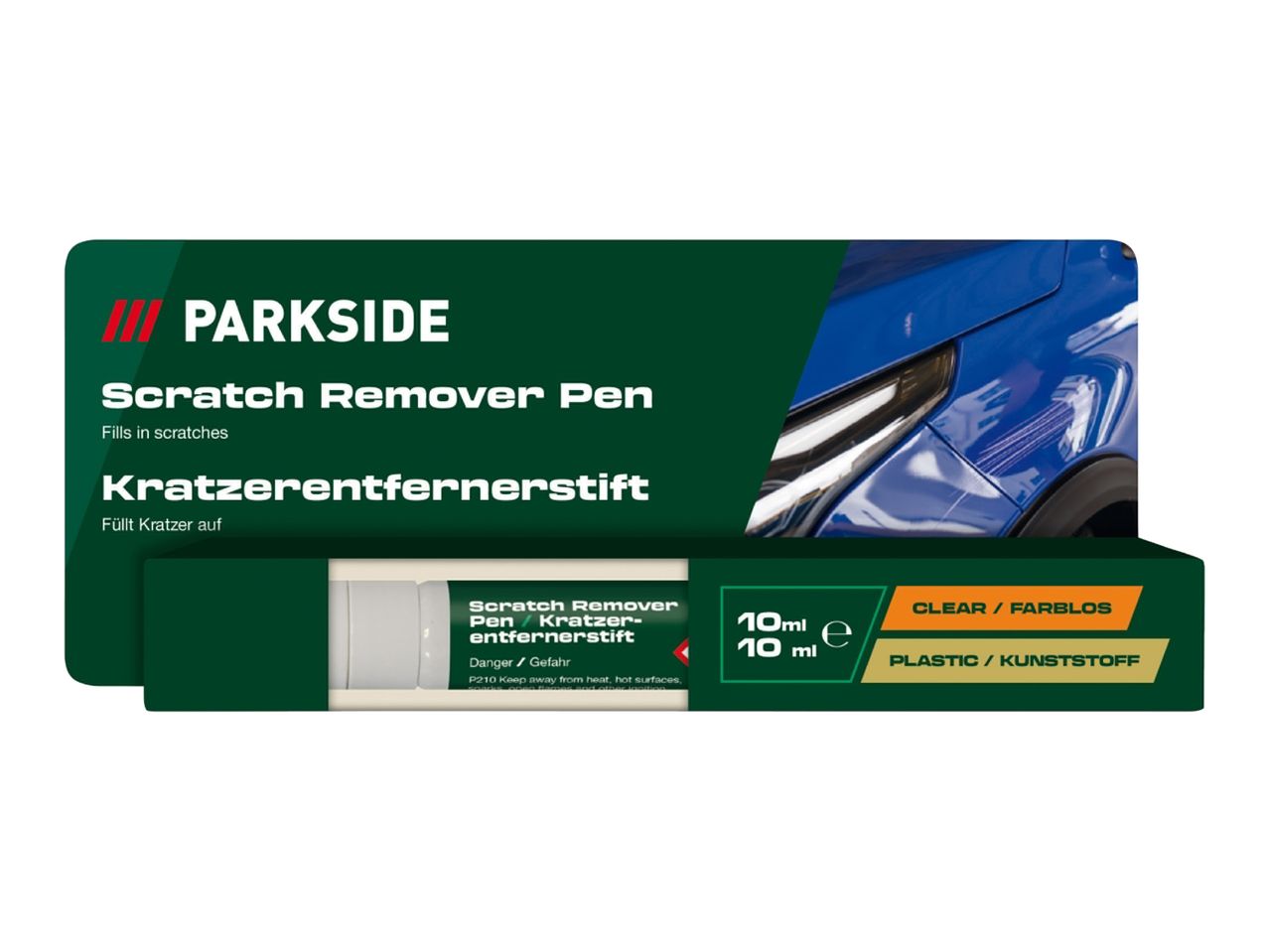 Scratch remover pen for cars, 10ml, clear, for plastic.