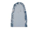 Ironing board cover with blue leaf pattern and drawstring