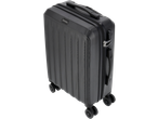 Mala de viagem preta com rodas e pega extensível, capacidade aprox. 30 L.