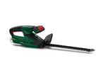 Elektriskais dzīvžogu griezējs, zaļš un melns.