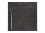 Dark grey square washcloth with two light grey vertical stripes