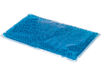 Blue gel ice pack with beads.