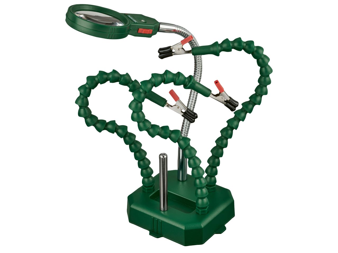 Помощен инструмент за запояване с LED осветление Parkside с лупа и щипки тип 'крокодил'