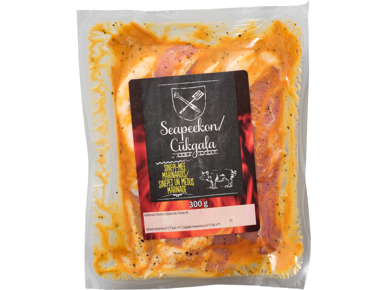 Marineeritud sealiha sinepi-mee marinaadis, 300g, vaakumpakendis.