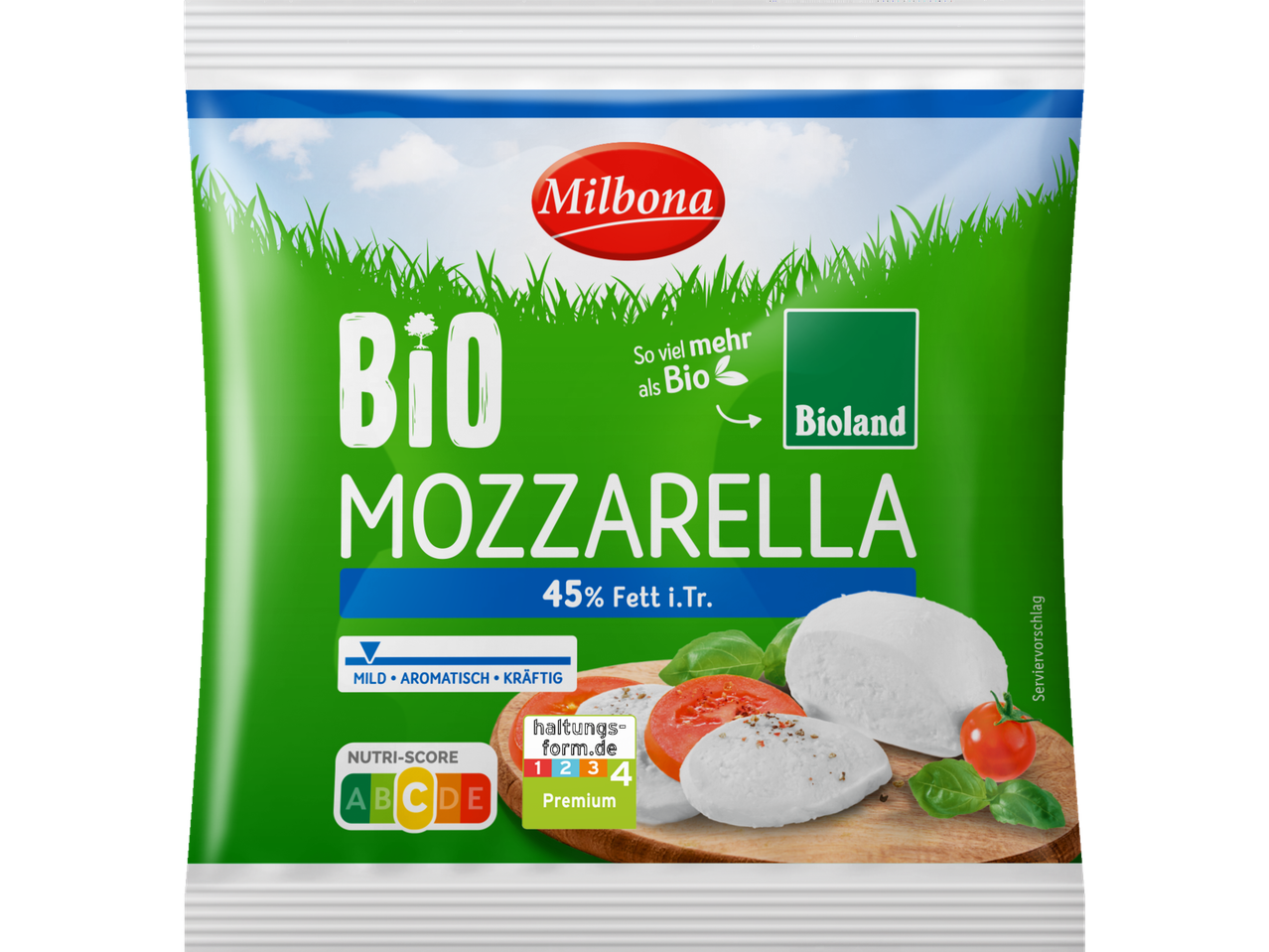 Milbona Bio Mozzarella, Bioland, 45% Fett i.Tr.
