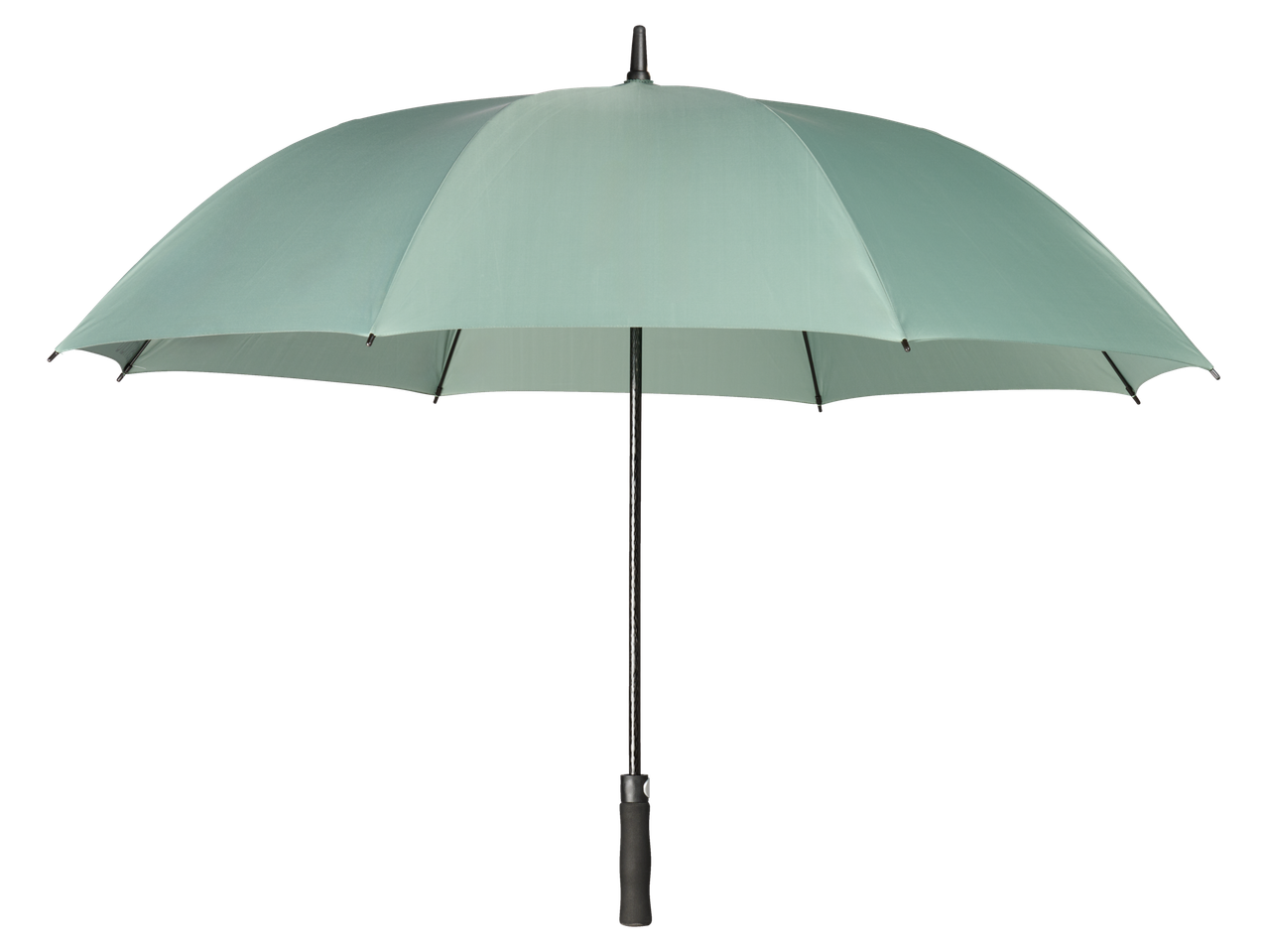 Grote esmara® mintgroene open paraplu op een zwarte achtergrond.