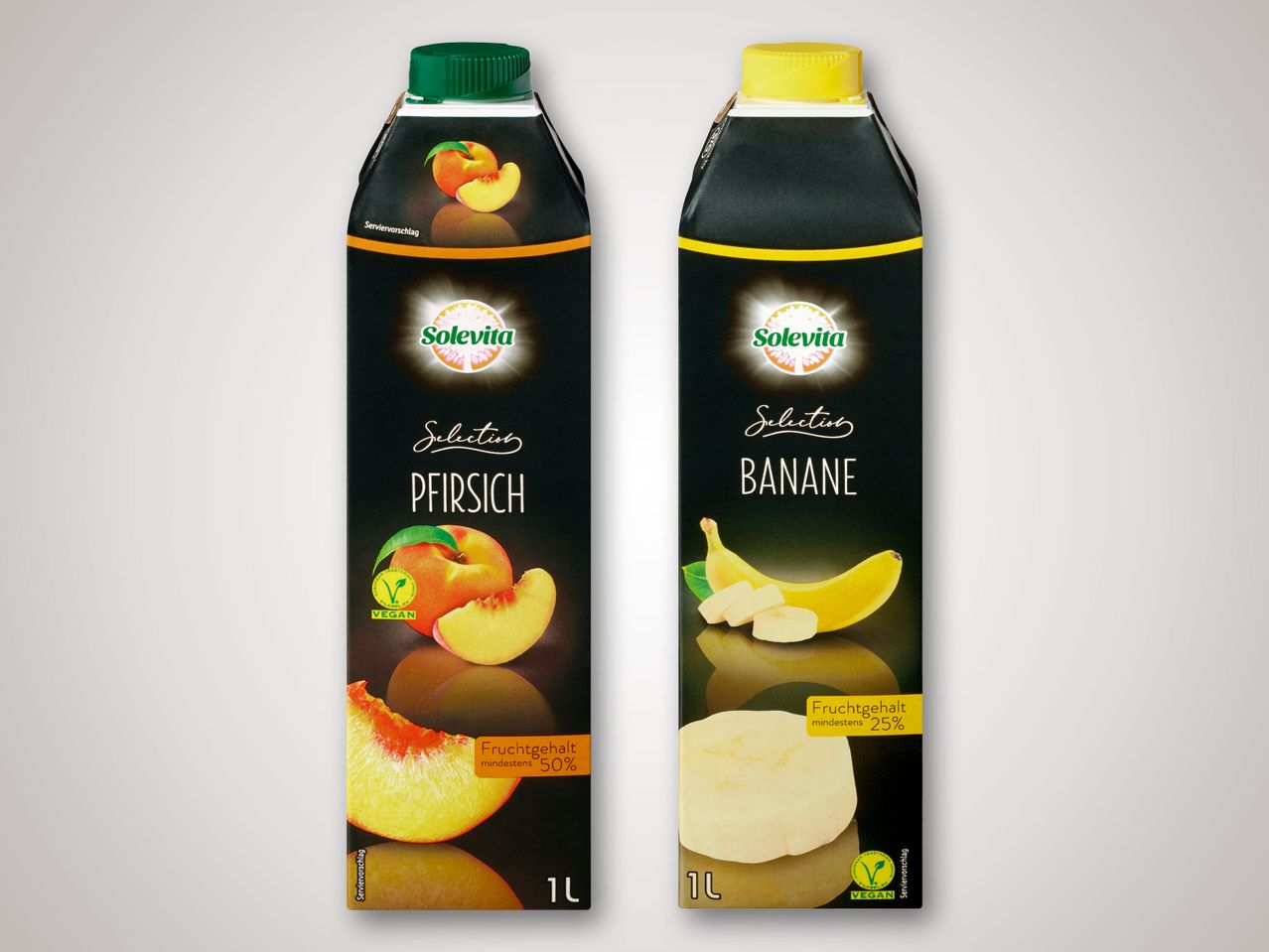 Solevita Selection Säfte: Pfirsich und Banane.
