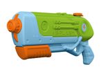 Colorful water blaster in blue, green, and orange with 'SPLASH' text and a lightning bolt icon.
