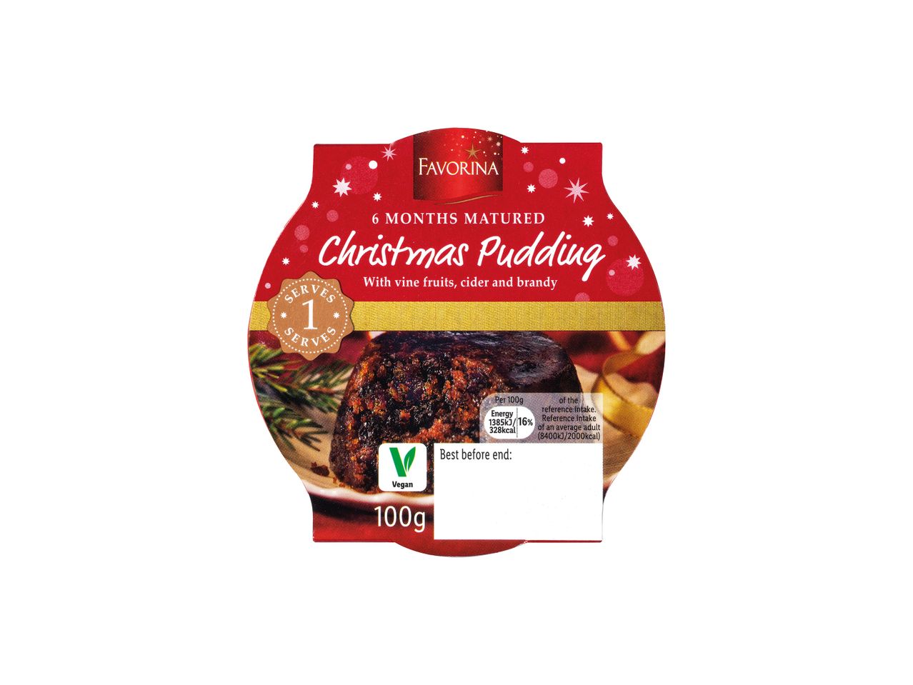 Go to full screen view: Favorina 6 Month Matured Mini Christmas Pudding - Image 1