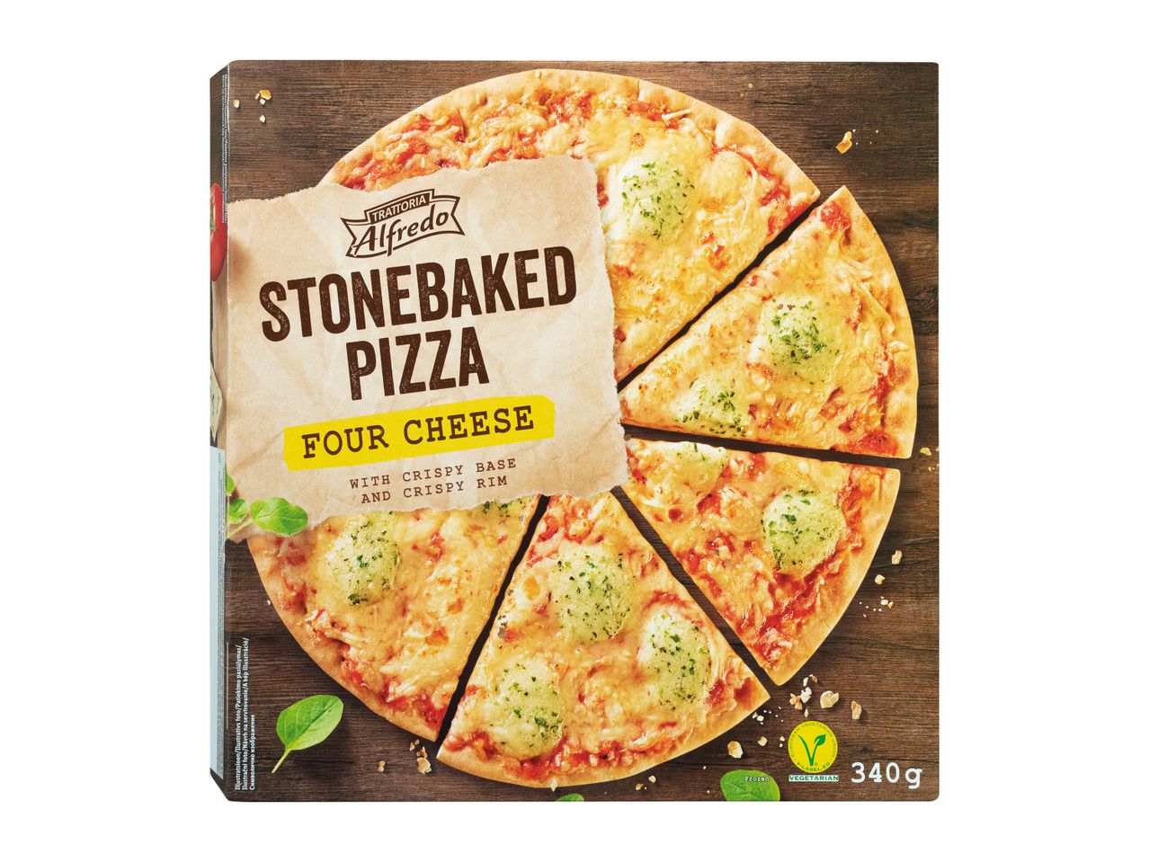 Trattoria Alfredo Stonebaked négy sajtos pizza: 340g.