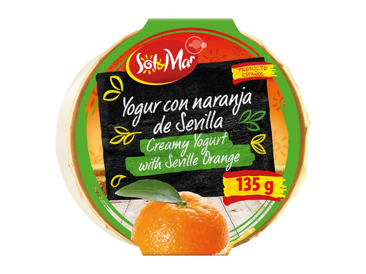 Creamy yogurt with Seville orange, 135g, Spanish product.