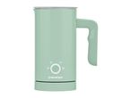 A light green SilverCrest milk frother with a handle and control buttons.