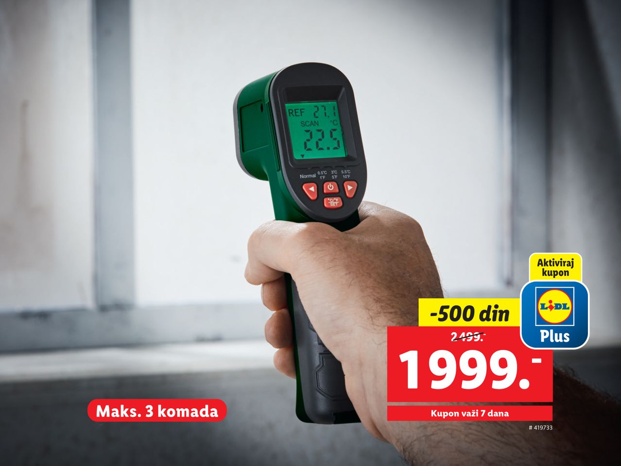 Bežični termometar za merenje temperature, cena 1999 dinara.